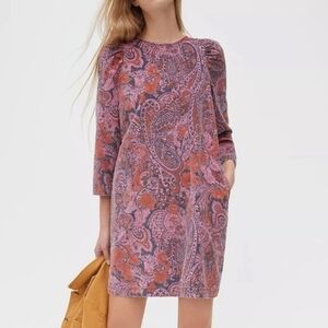Corduroy Paisley mini dress by Anthropolgie size XS